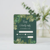 Smaragdgroen Elegant rustiek groen blad weelderig RSVP Kaartje (Staand voorkant)
