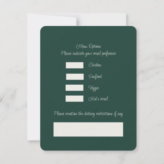 Smaragdgroen Elegant rustiek groen blad weelderig RSVP Kaartje (Achterkant)