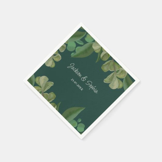 Smaragdgroen Elegant rustiek groen blad weelderig Servet (Hoek)