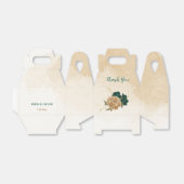 Smaragdgroen en beige gouden bloemen bruiloft bedankdoosjes (Uitgevouwen)