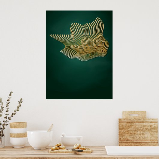 Smaragdgroen en Goud Abstract Wall Art Poster (Keuken)