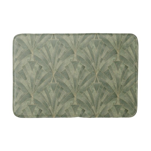 Smaragdgroen en Goud Art Deco Patroon Badmat (Voorkant)