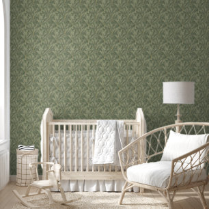 Smaragdgroen en Goud Art Deco Patroon Behang