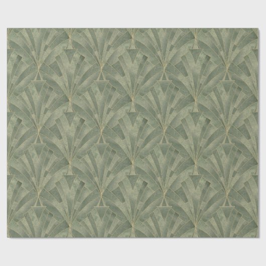 Smaragdgroen en Goud Art Deco Patroon Cadeaupapier (Vlak)
