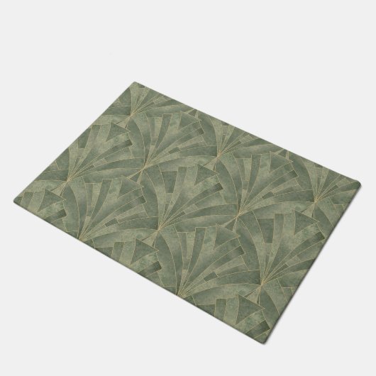 Smaragdgroen en Goud Art Deco Patroon Deurmat (Schuin)