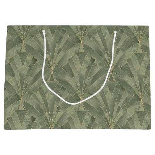 Smaragdgroen en Goud Art Deco Patroon Groot Cadeauzakje (Voorkant)