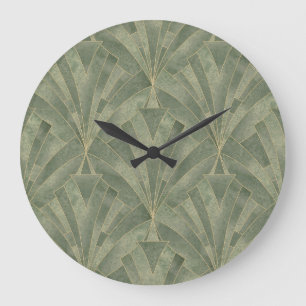 Smaragdgroen en Goud Art Deco Patroon Grote Klok