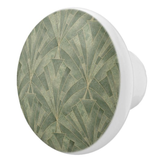 Smaragdgroen en Goud Art Deco Patroon Keramische Knop (Rechts)