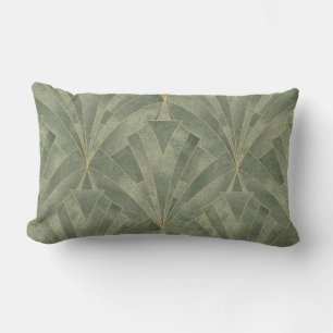 Smaragdgroen en Goud Art Deco Patroon Kussen