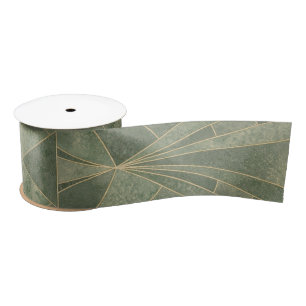Smaragdgroen en Goud Art Deco Patroon Lint
