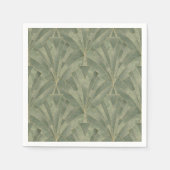 Smaragdgroen en Goud Art Deco Patroon Servet (Voorkant)