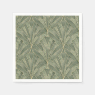 Smaragdgroen en Goud Art Deco Patroon Servet
