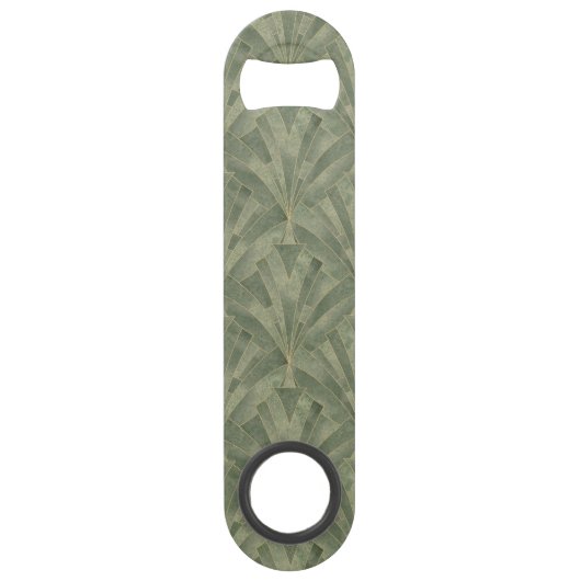 Smaragdgroen en Goud Art Deco Patroon Speed Flessenopener (Voorkant)