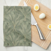 Smaragdgroen en Goud Art Deco Patroon Theedoek (Quarter Fold)