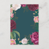 Smaragdgroen en goud Bloemen bruiloft Informatiekaartje (Achterkant)