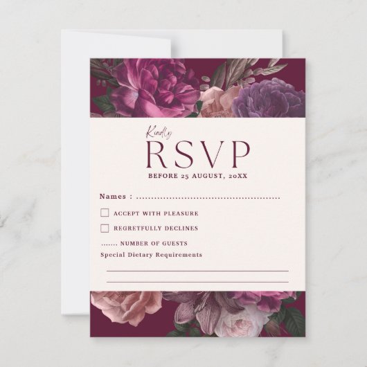 Smaragdgroen en goud Bloemen bruiloft RSVP Kaartje (Voorkant)