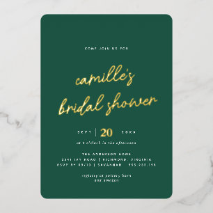Smaragdgroen en goud Eenvoudig Vrijgezellenfeest Folie Uitnodiging