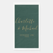 Smaragdgroen en goud Elegant Script bruiloft Servet (Voorkant)