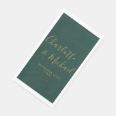 Smaragdgroen en goud Elegant Script bruiloft Servet (Hoek)
