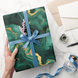 Smaragdgroen en goud marmeren vloeibare stijl patr cadeaupapier