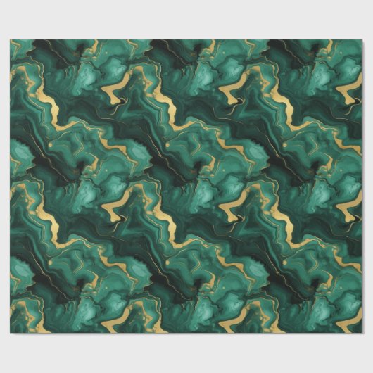 Smaragdgroen en goud marmeren vloeibare stijl patr cadeaupapier (Vlak)