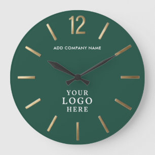 Smaragdgroen en Goud Zakelijk Logo Zakelijk Grote Klok