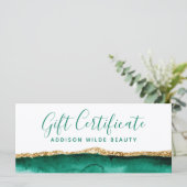 Smaragdgroen en gouden aquarel cadeaubon (Staand voorkant)