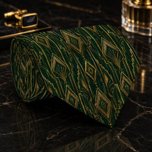 Smaragdgroen en gouden Art Deco-diamant Stropdas