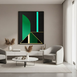 Smaragdgroen en gouden Art Deco geometrisch abstra Canvas Afdruk