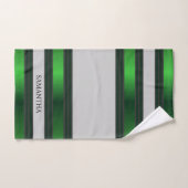 Smaragdgroen en grijs geometrische strepen Naam Bad Handdoek (Handdoek)