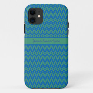 Smaragdgroen en Helder Blauw Geometrisch Patroon iPhone 11 Hoesje