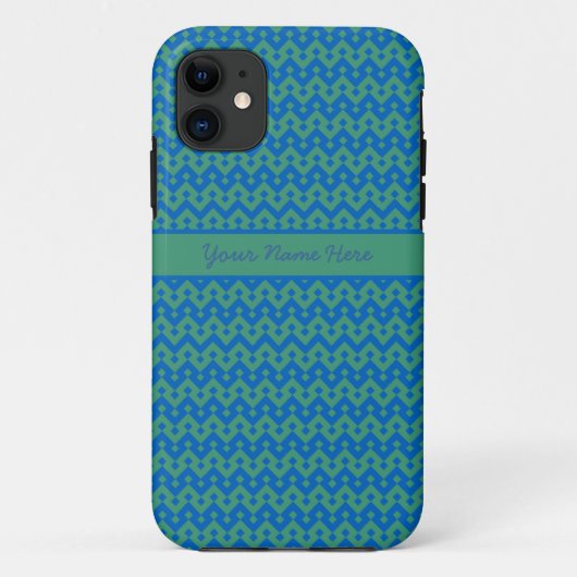 Smaragdgroen en Helder Blauw Geometrisch Patroon Case-Mate iPhone Case (Achterkant)