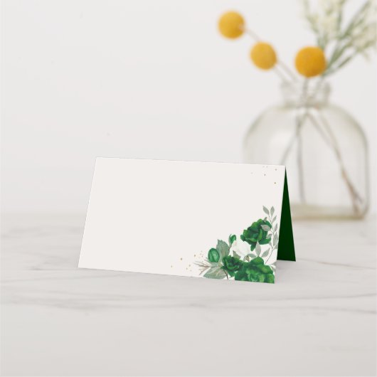 Smaragdgroen en Ivoor Rozen met Naam Panel (Achterkant)