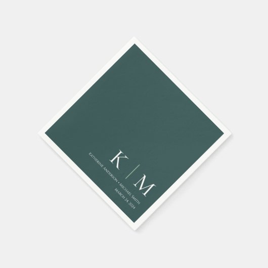 Smaragdgroen en wit-bruiloft- servet (Hoek)