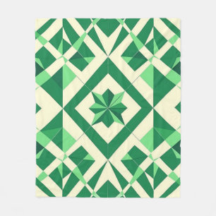 Smaragdgroen geometrisch sterrenpatroon fleece deken