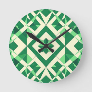 Smaragdgroen geometrisch sterrenpatroon ronde klok