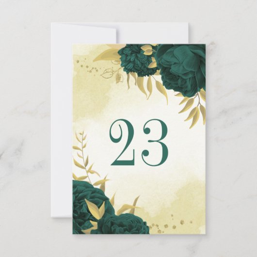 Smaragdgroen goud bloementafelnummer kaart (Voorkant)