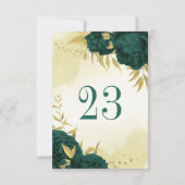 Smaragdgroen goud bloementafelnummer kaart (Achterkant)