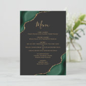 Smaragdgroen Goud Donker Trouwmenu Menu (Staand voorkant)