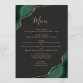 Smaragdgroen Goud Donker Trouwmenu Menu (Voorkant)