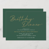 Smaragdgroen & Goud | Elegant verjaardagsdiner Kaart (Voorkant / Achterkant)