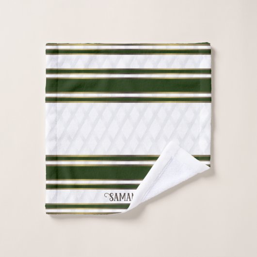 Smaragdgroen goud en witte geometrische achtergron bad handdoek (Wasdoekje)