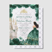 Smaragdgroen goud tiara prinses quinceañera vellum uitnodigingen (Offset (Uitnodiging))
