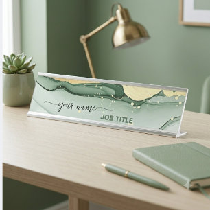 Smaragdgroen Goud Vintage Bureau Naambordje