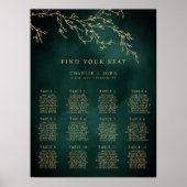 Smaragdgroen & Gouden Botanische Zitgrafiek Poster (Voorkant)