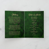 Smaragdgroen & Gouden Kalligrafie Memorial Program Kaart (Binnen)