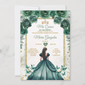 Smaragdgroen & Gouden Kroon Mis Quince Vlinder Kaart (Voorkant)