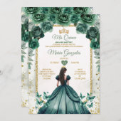 Smaragdgroen & Gouden Kroon Mis Quince Vlinder Kaart (Voorkant / Achterkant)