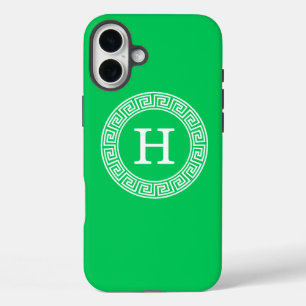 Smaragdgroen Grieks Sleutel RND Lijst Initiaal Mon iPhone 16 Plus Hoesje
