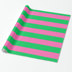 Smaragdgroen, heet roze #2 XL Preppy Streep 1X Cadeaupapier